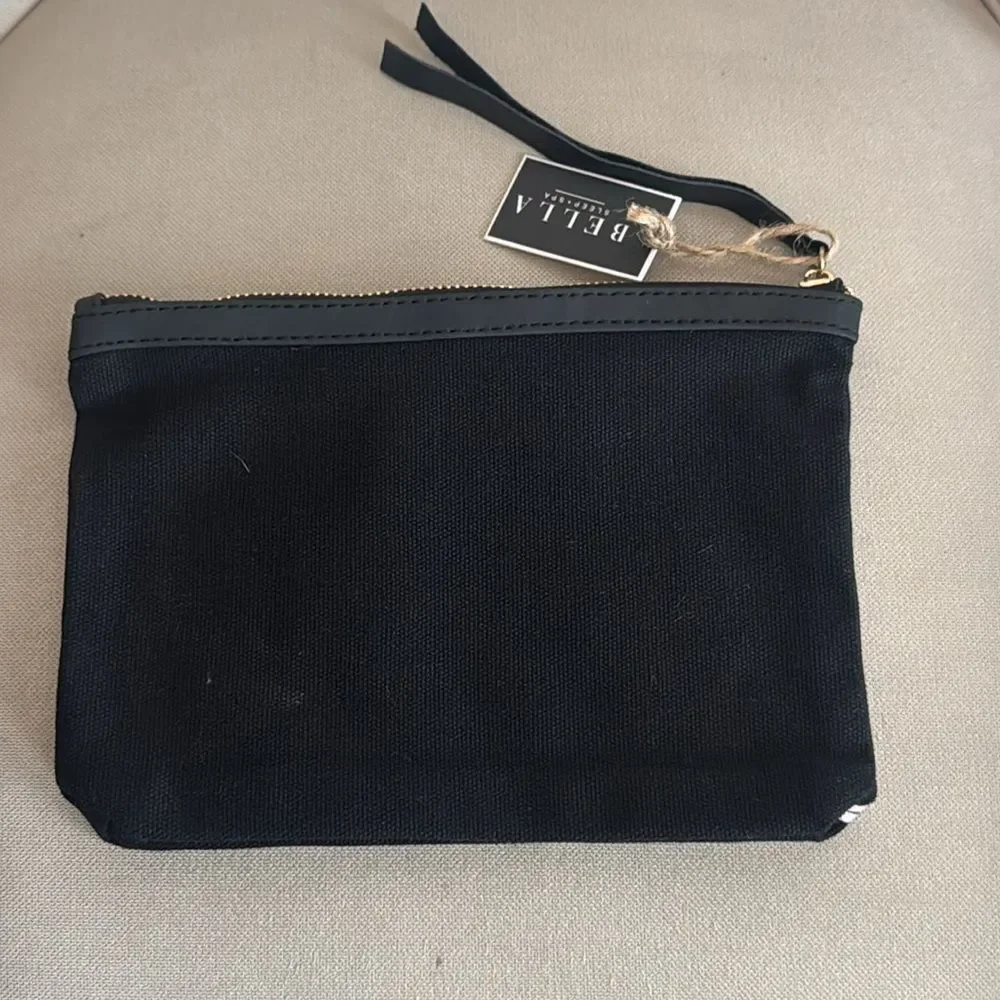 Gray Canvas‎ and Leather Zip Pouch